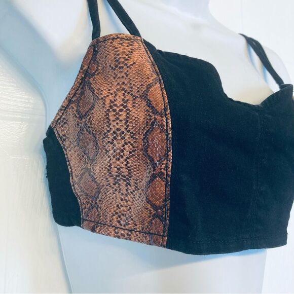Urban Outfitters Snakeskin Tie-Back Bra Crop Top Small - Picture 2 of 7